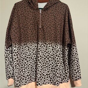 Leopard Print Hoodie with Zipper